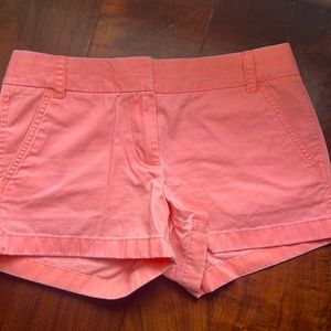 J. Crew 100% Cotton Chino Broken-In Neon Coral Shorts 3.5”